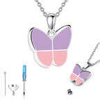 Monello Ascheschmuck Kette mit Anhänger Schmetterling Rosa-Lila