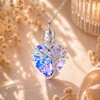 Monello Ascheschmuck Kette mit funkelndem Herzanhänger Lebensbaum