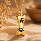 Monello Ascheschmuck Kette mit Anhänger Hundeknochen mit Pfötchen