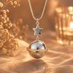 Monello Ascheschmuck Kette mit Anhänger Satellit mit Stern und Strass