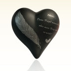 Keramikherz Tierurne Schwarz mit Feder