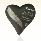 Keramikherz Tierurne Schwarz mit Feder