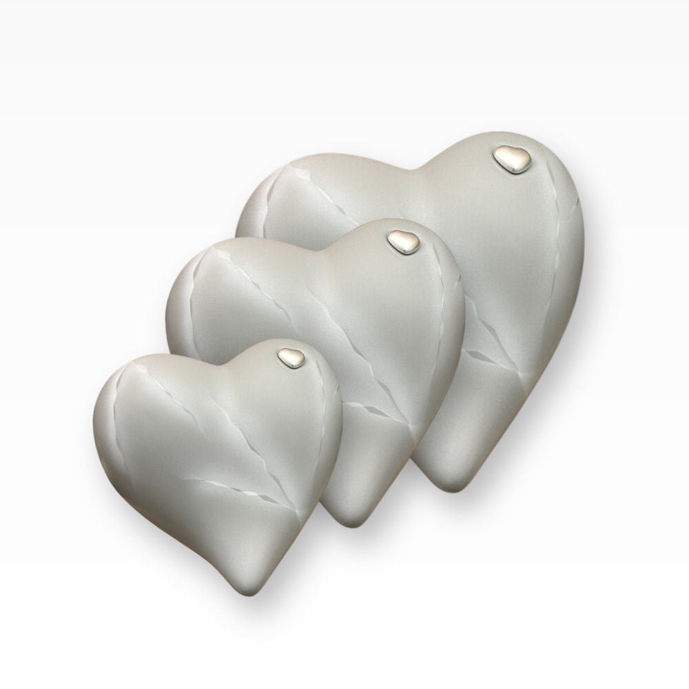 Keramikherz Tierurne Grau Weiß Marmoriert