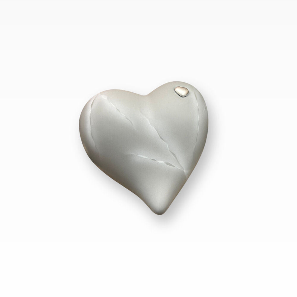 Keramikherz Tierurne Grau Weiß Marmoriert