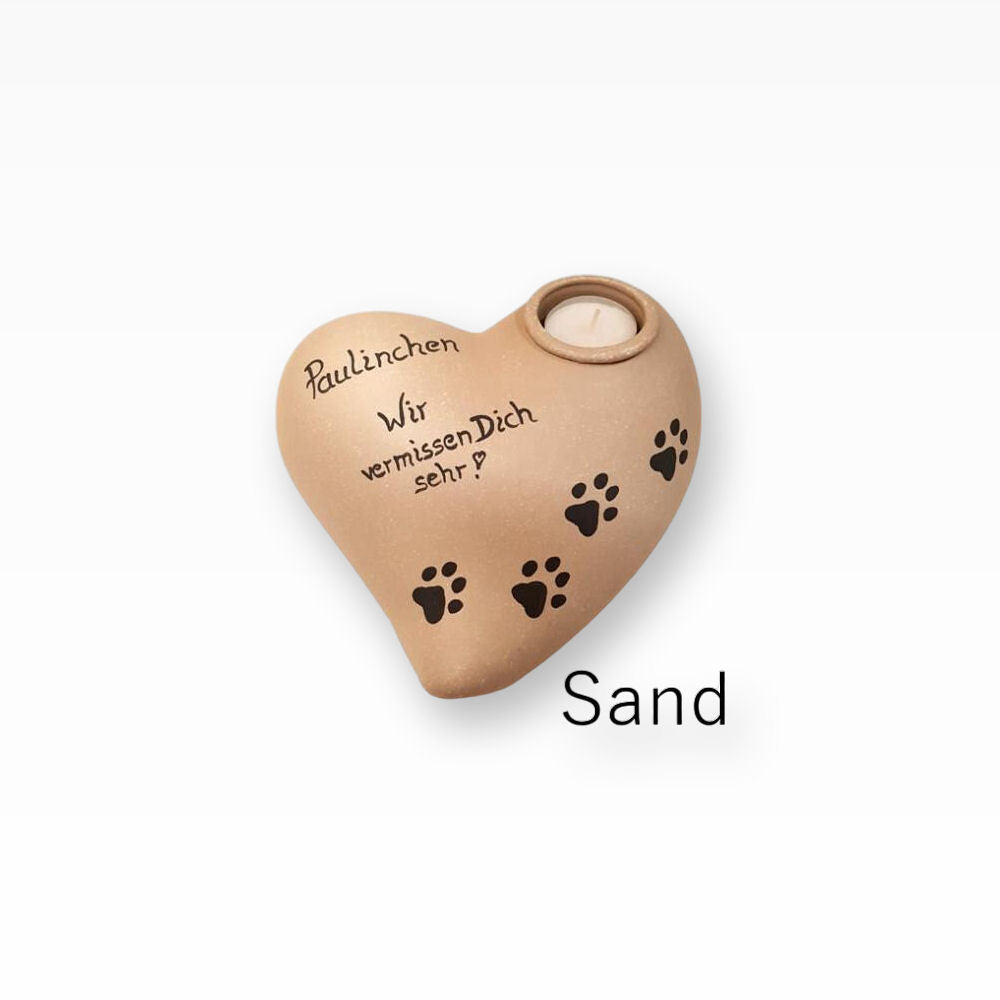 Keramikherz Tierurne für zuhause mit Teelicht