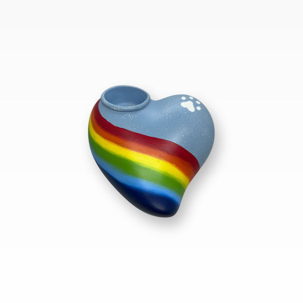 Keramikherz mit Teelicht mit Teelicht Regenbogen