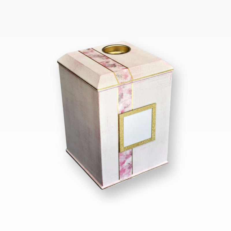 Tierurne Shabby Pink mit Teelicht und Bilderrahmen