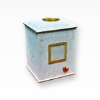 Tierurne Shabby Weiss Gold mit Teelicht und Bilderrahmen