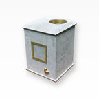 Tierurne Shabby Weiss Gold mit Teelicht und Bilderrahmen