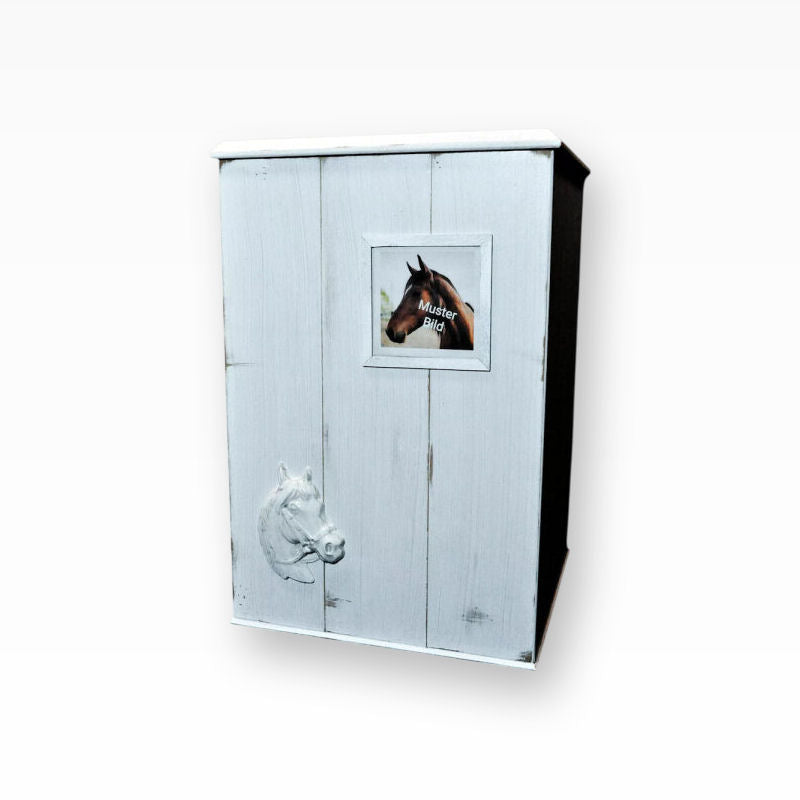 Urne für Pferde im Landhausstiel mit Pferdekopf