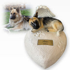 Monello® Hundeurne Hund auf Herz Stehende Ohren bemalt nach Fotovorlage