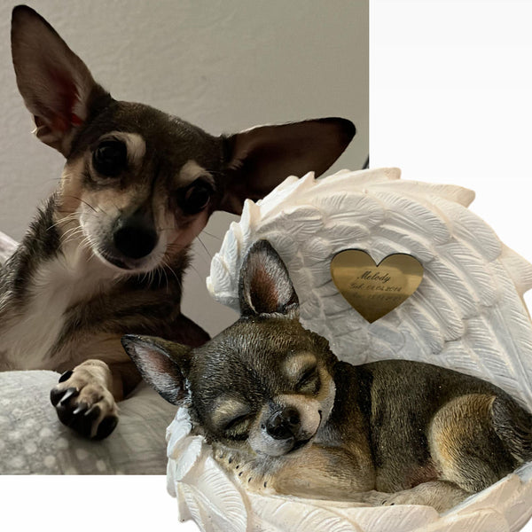 Monello® Portrait Chihuahua in Engelsflügel bemalt nach Fotovorlage