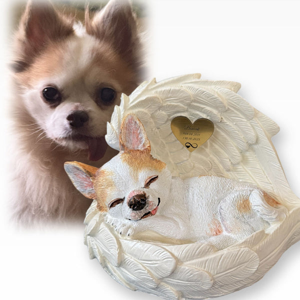 Monello® Portrait Chihuahua in Engelsflügel bemalt nach Fotovorlage