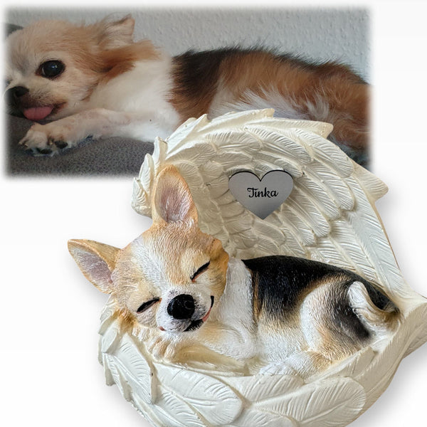 Monello® Portrait Chihuahua in Engelsflügel bemalt nach Fotovorlage