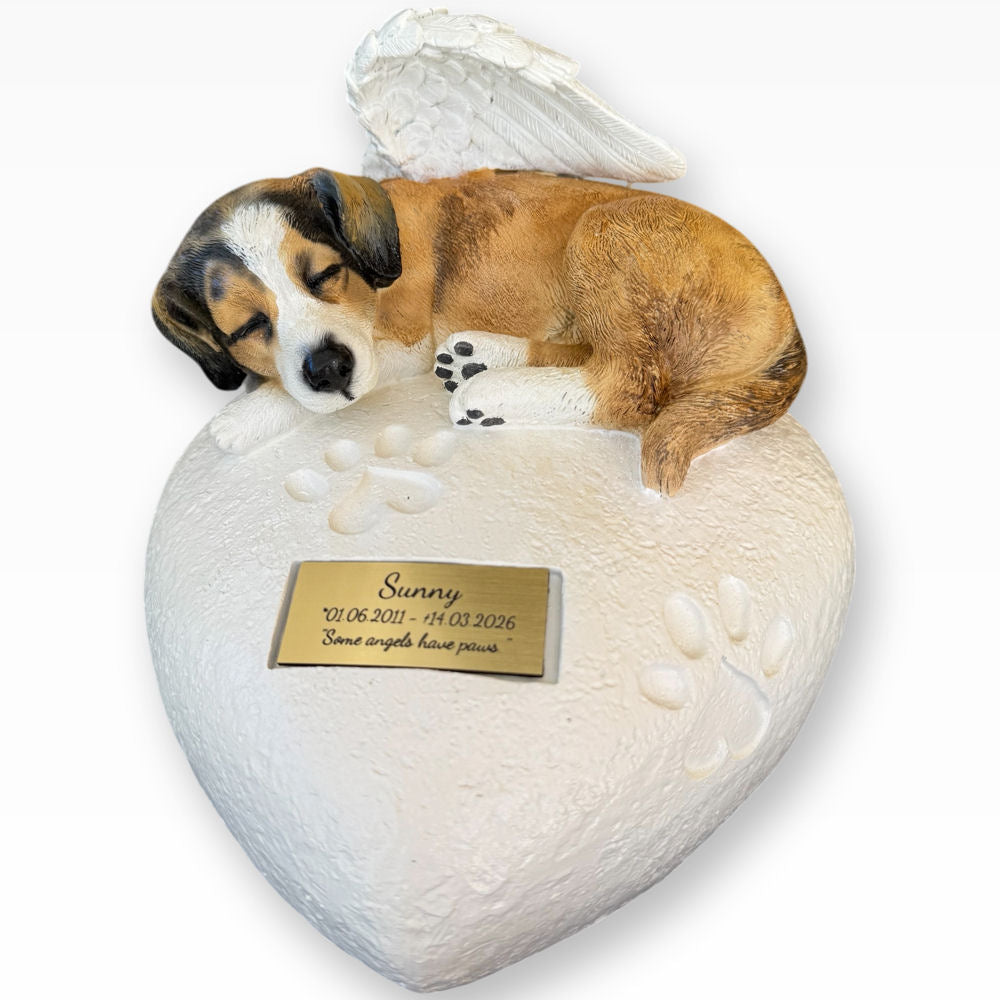 Monello® Hundeurne Hund auf Herz bemalt nach Fotovorlage