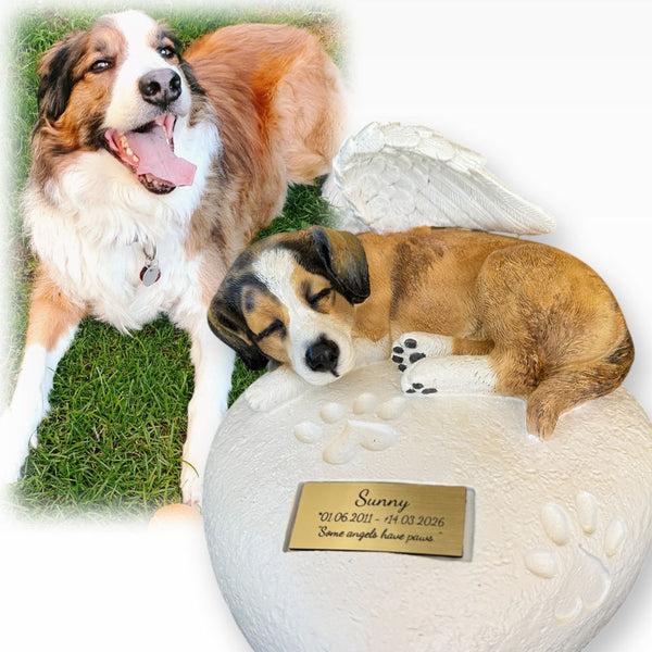 Monello® Hundeurne Hund auf Herz bemalt nach Fotovorlage