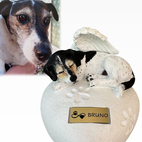 Monello® Hundeurne Hund auf Herz bemalt nach Fotovorlage