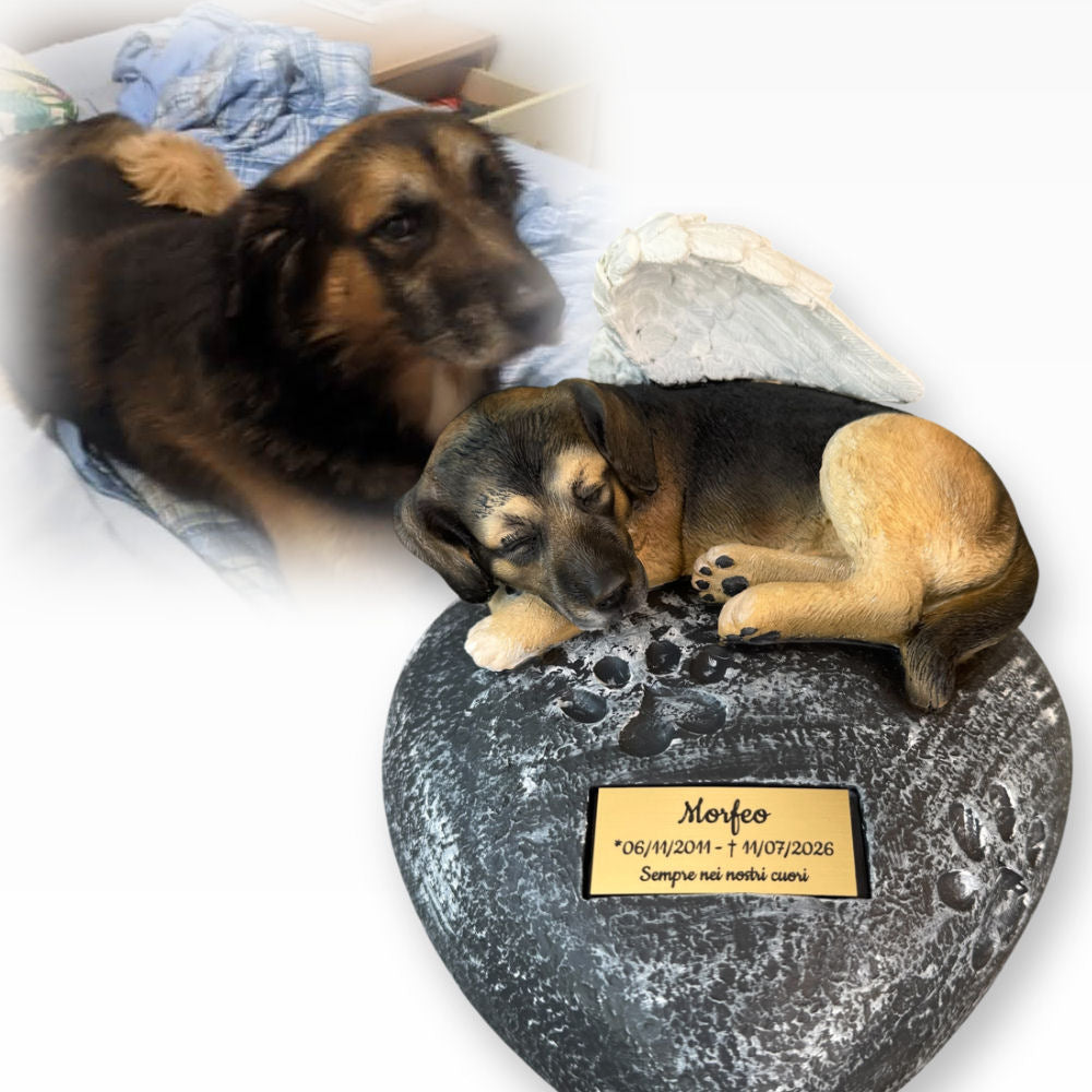 Monello® Hundeurne Hund auf Herz bemalt nach Fotovorlage