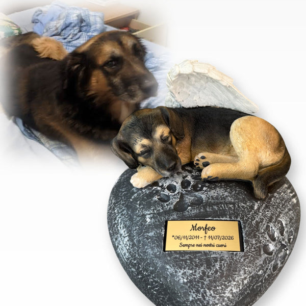 Monello® Hundeurne Hund auf Herz bemalt nach Fotovorlage