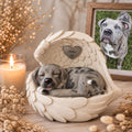 Monello® Hundeurne Hund in Engelsflügel bemalt nach Fotovorlage