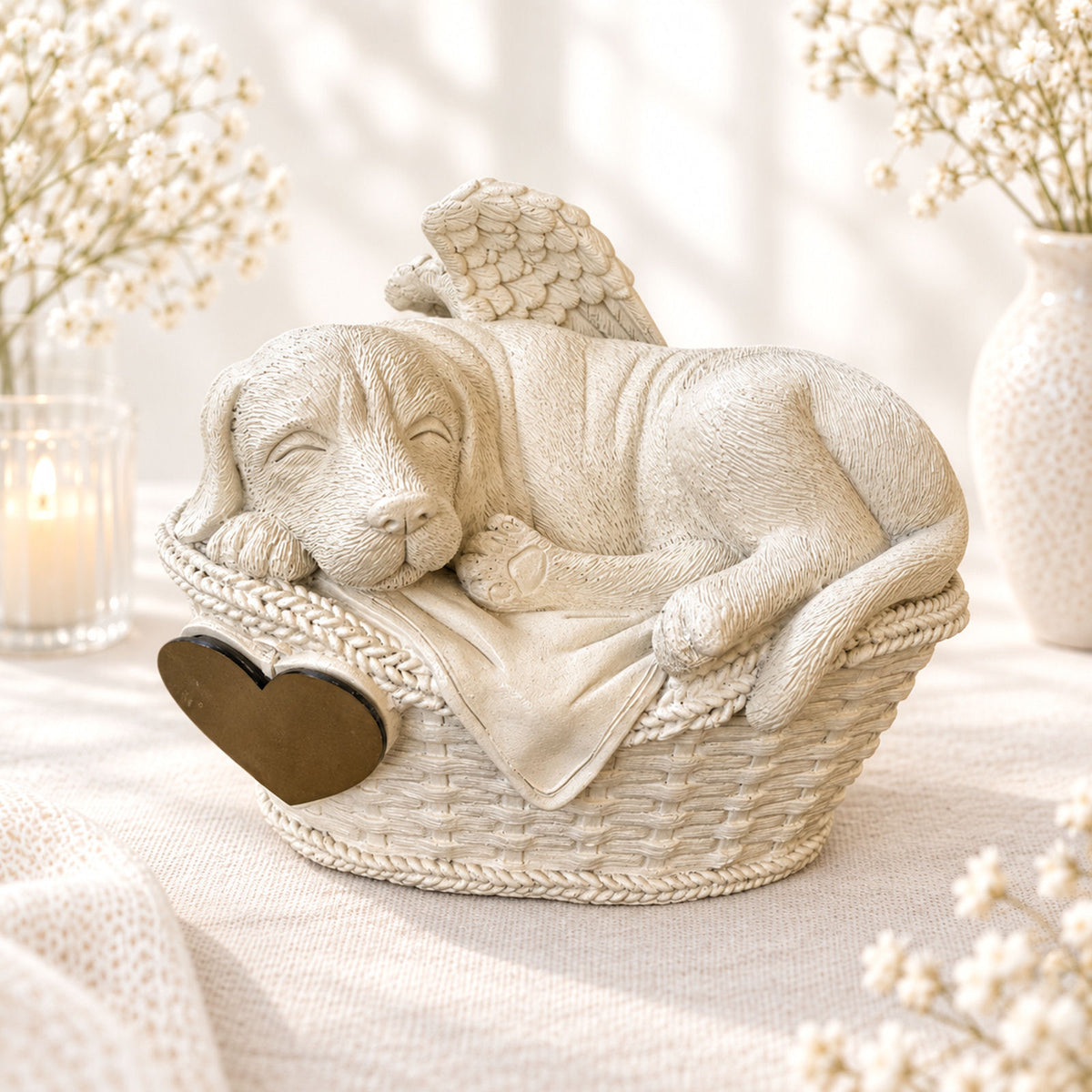 Monello® Hundeurne im Korb mit Gravur