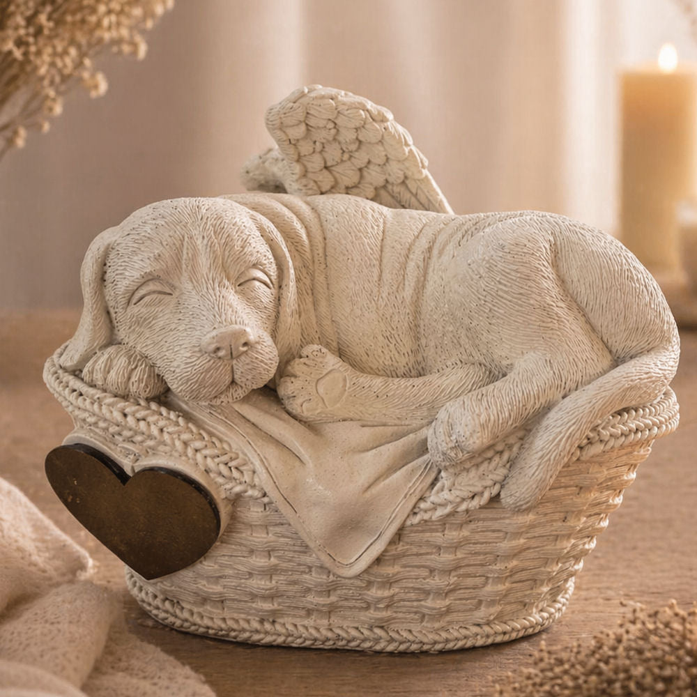 Monello® Hundeurne im Korb mit Gravur