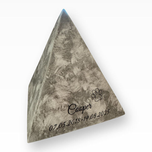 Heiso Tierurne Keramikurne Pyramide Strukturiert