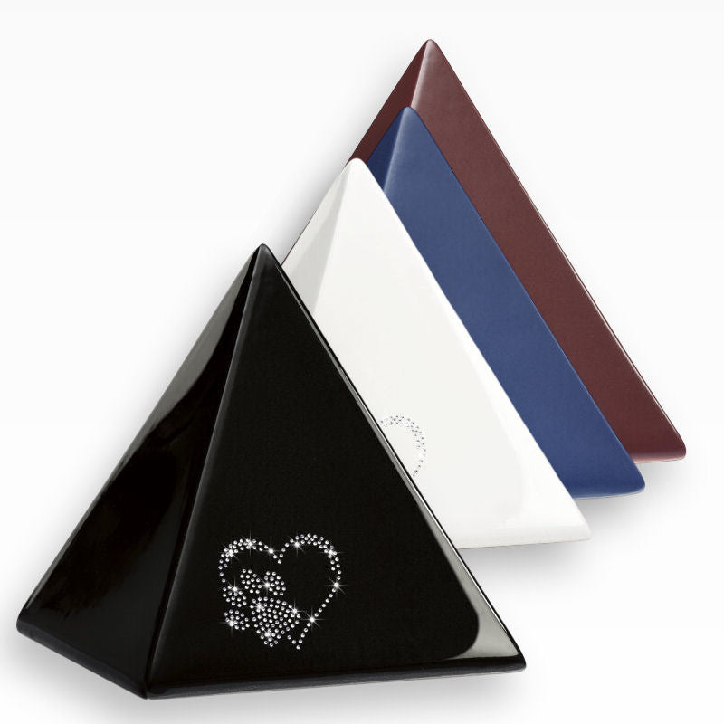 Heiso Tierurne Pyramide Elegance mit Kristallsteinchen Herz Pfote