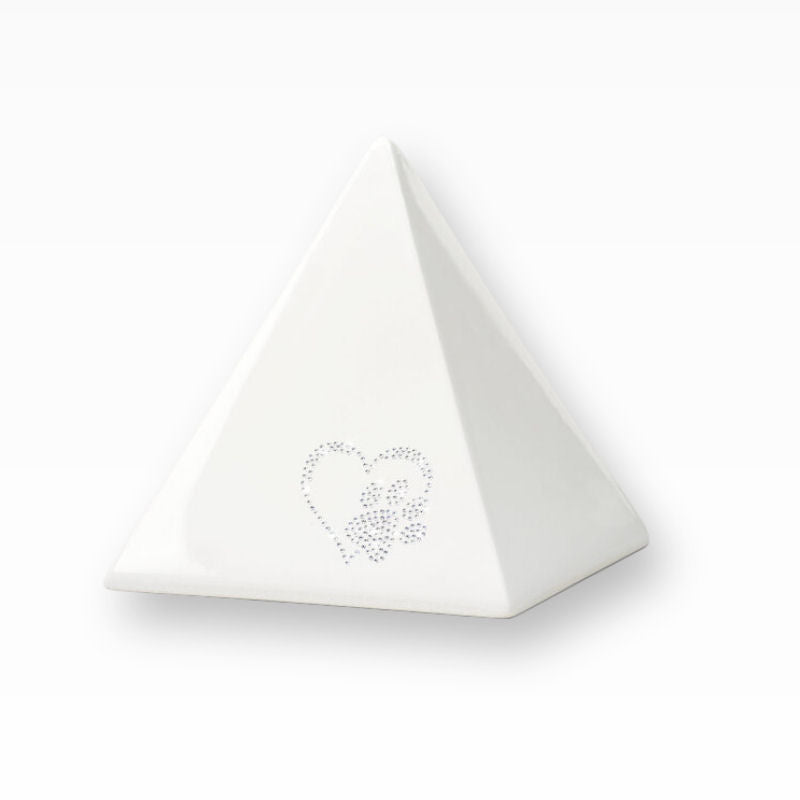 Heiso Tierurne Pyramide Elegance mit Kristallsteinchen Herz Pfote