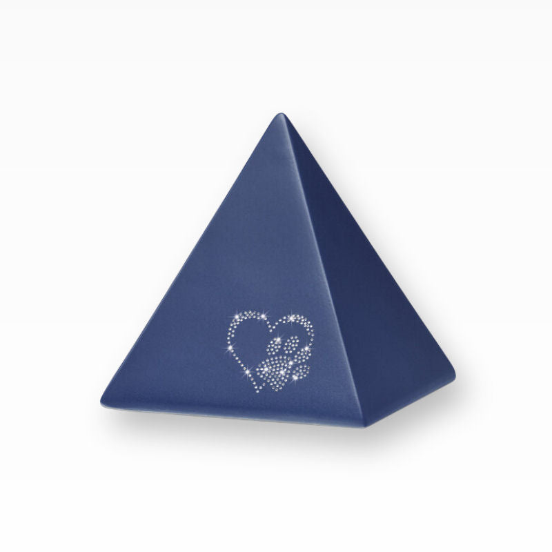 Heiso Tierurne Pyramide Elegance mit Kristallsteinchen Herz Pfote