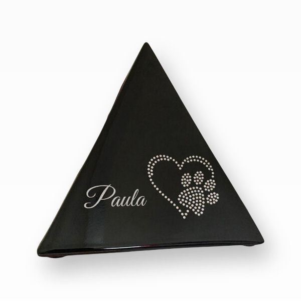 Heiso Tierurne Pyramide Elegance mit Kristallsteinchen Herz Pfote