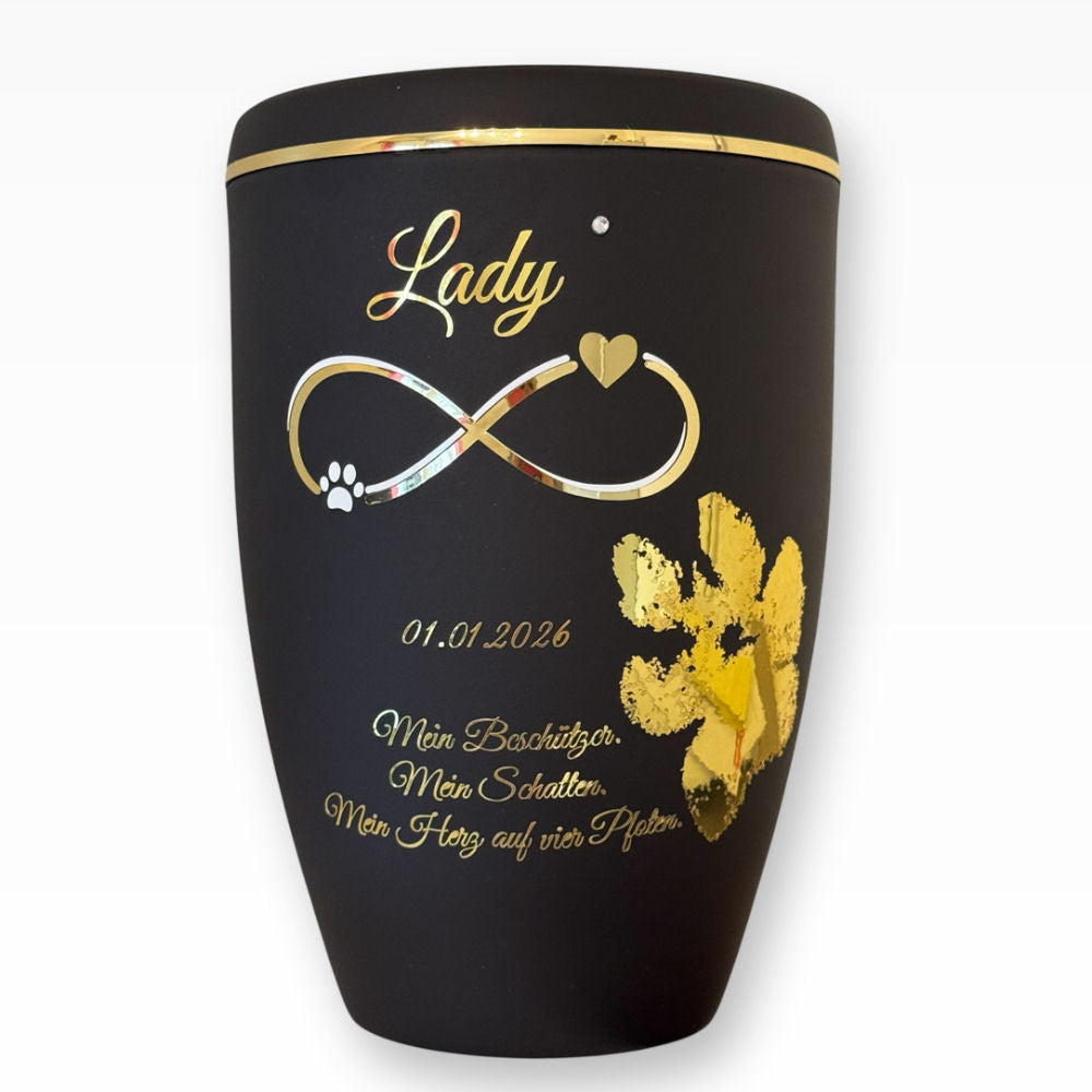 Heiso Tierurne Herz Pfote Unendlichkeit