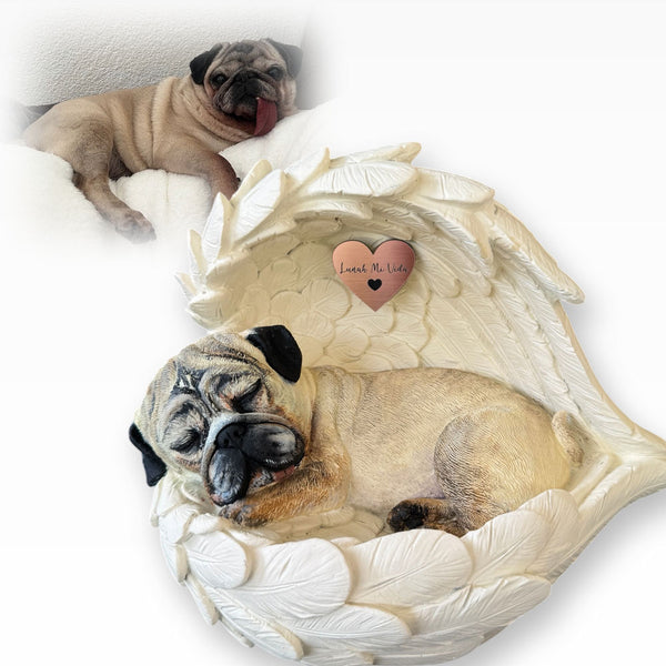 Monello® Portrait Mops in Engelsflügel bemalt nach Foto
