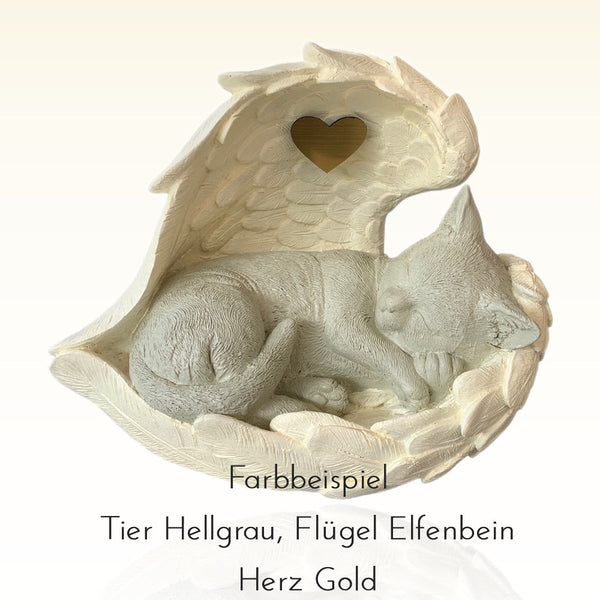 Monello® Katzenurne Deluxe Katze in Engelsflügeln mit Gravur