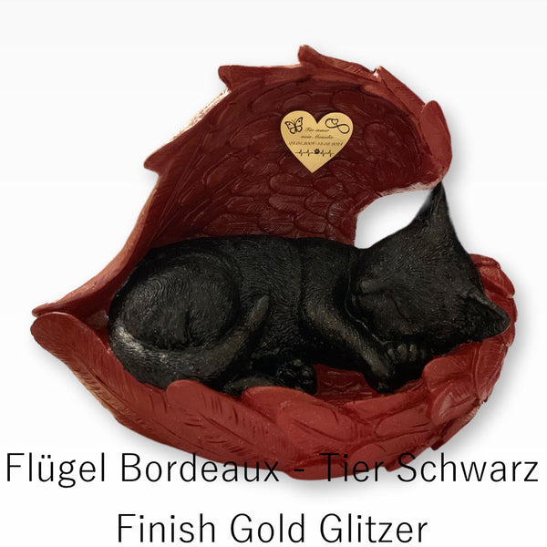 Monello® Katzenurne Deluxe Katze in Engelsflügeln mit Gravur