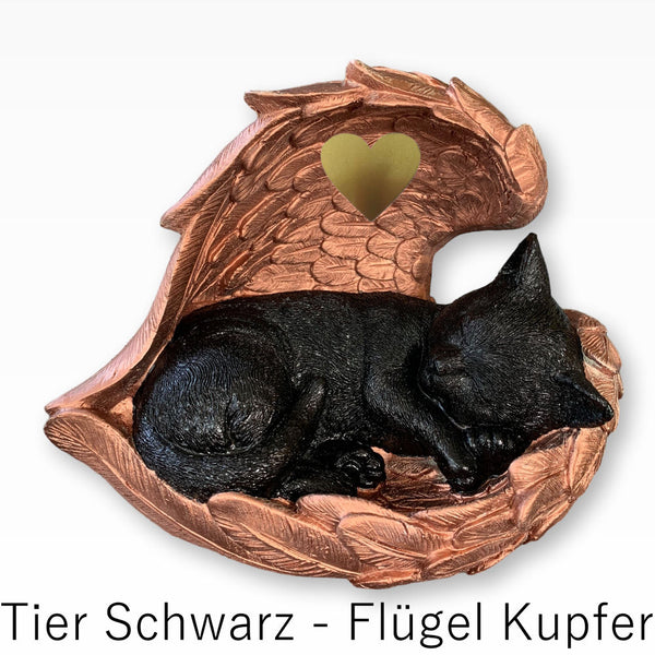 Monello® Katzenurne Deluxe Katze in Engelsflügeln mit Gravur
