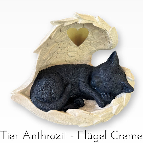 Monello® Katzenurne Deluxe Katze in Engelsflügeln mit Gravur
