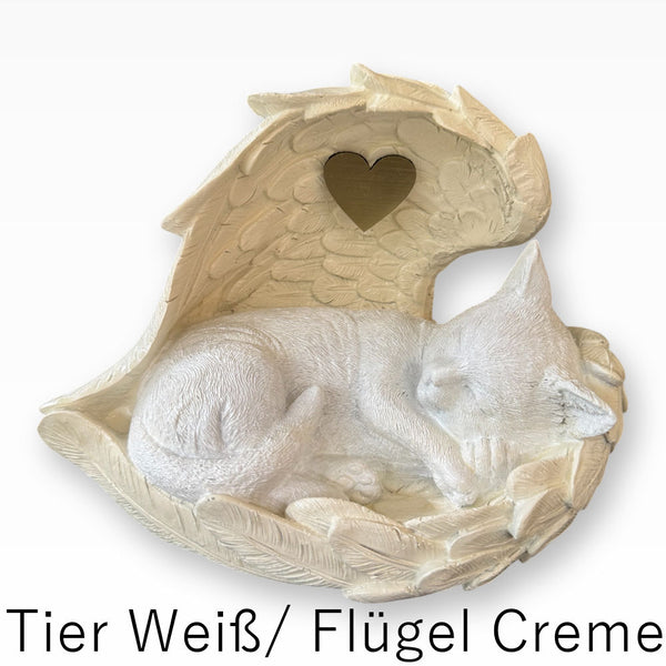 Monello® Katzenurne Deluxe Katze in Engelsflügeln mit Gravur