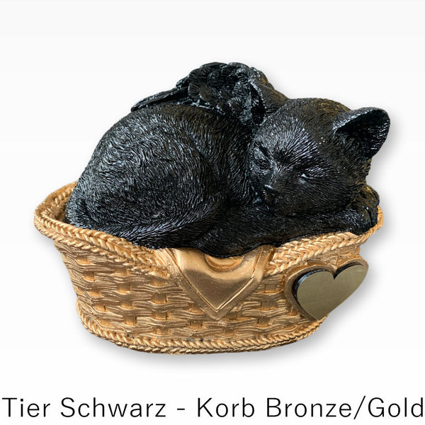 Monello® Katzenurne Deluxe Katze im Korb mit Gravur