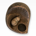 Besondere Tierurne Katze in Herz mit Gedenklicht