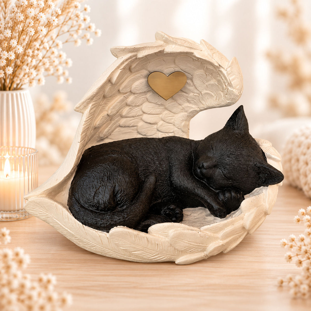 Monello® Katzenurne Deluxe Katze in Engelsflügeln mit Gravur