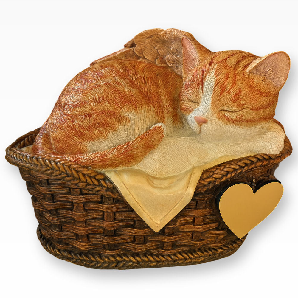Monello® Tierurne Katze im Körbchen bemalt nach Foto