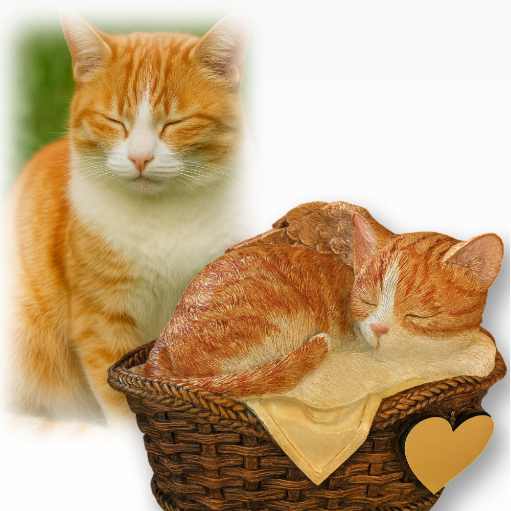 Monello® Tierurne Katze im Körbchen bemalt nach Foto