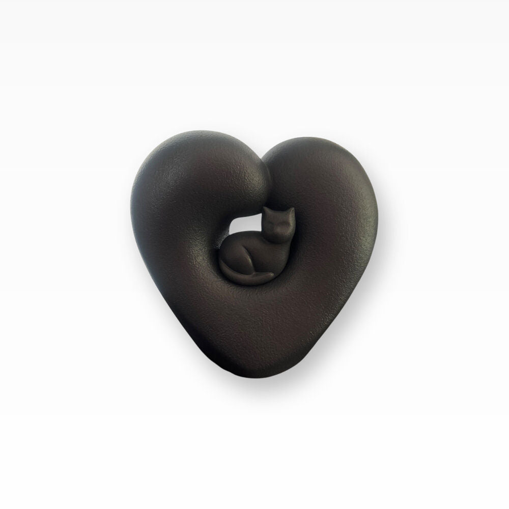 Katzenurne Porzellan Herz mit Katze nach Farbwahl