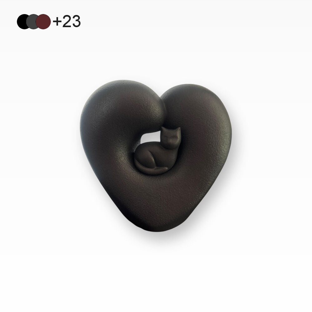 Katzenurne Porzellan Herz mit Katze nach Farbwahl