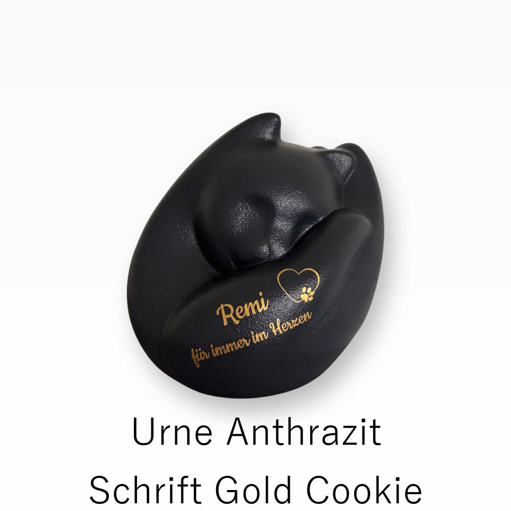 Katzenurne Porzellan Schlafende Katze in Hand