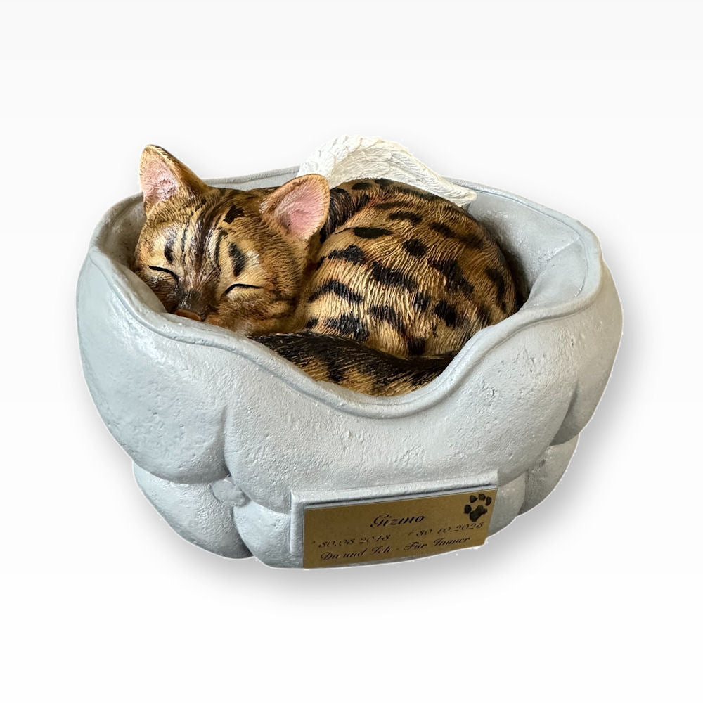 Monello® Tierurne Schlafende Katze bemalt nach Fotovorlage