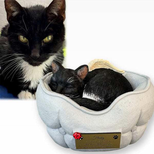 Monello® Tierurne Schlafende Katze bemalt nach Fotovorlage