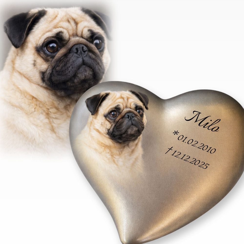 Monello Portraiturne Keramikherz Tierurne bemalt nach Foto