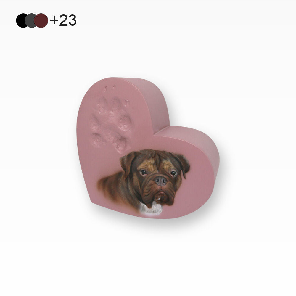 Herzurne aus Keramik mit individuellem Pfotenabdruck